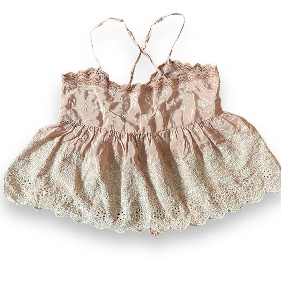 Free People Jenna Embroidered Cami In Pale Rose small - Picture 7 of 10